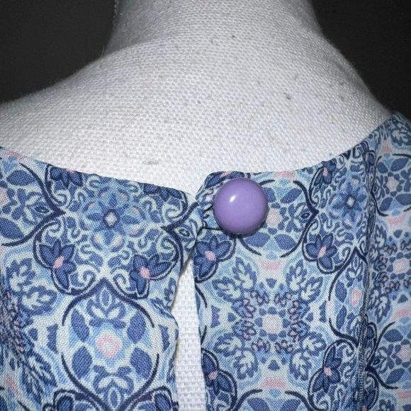 Emma & Michele Womens Blue Ottoman Pattern Boxy Shift Dress Size 8 Lounge Wear - Picture 10 of 13